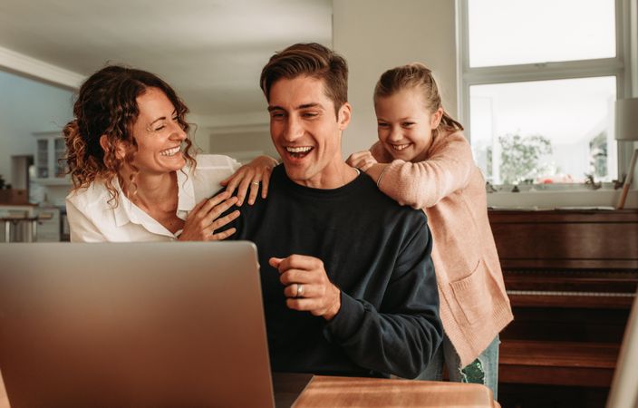 Family making video call while at home