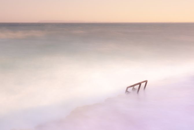 Cloudy fog over waving sea
