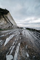 Landscape of rough stone shore