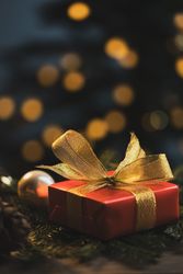 Christmas gift with festive background