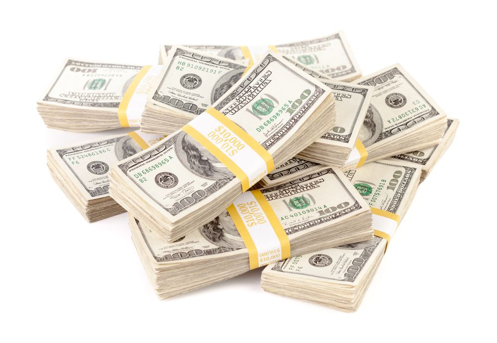 Ten Thousand Dollar Stacks of One Hundred Dollar Bills