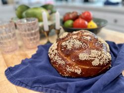 Homemade round challah for the Jewish New Year