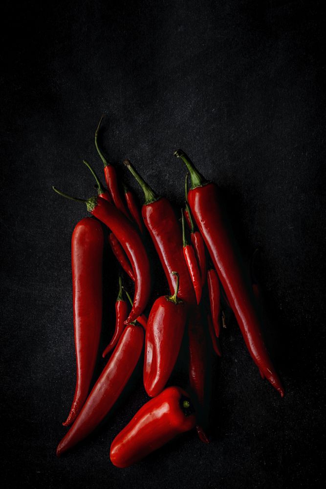 Fresh red and spicy chilli peppers