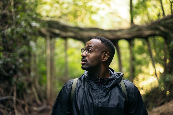 Black man in a forest in Costa Rica