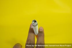 Top view of hand holding lit cigarette bxAz1X