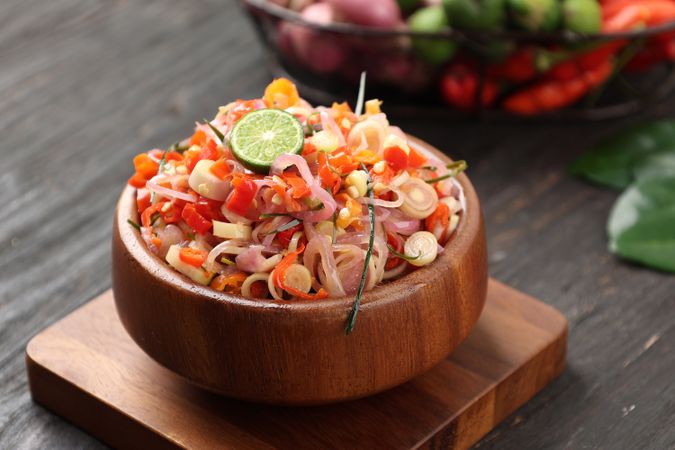 Sambal Matah, Raw Chilli, Onion, and Slices Lemongrass.
