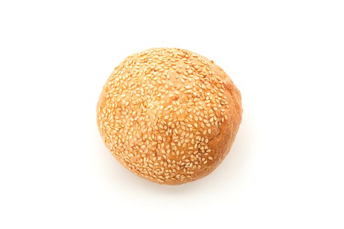 Bun isolated on plain background, top view. Bakery products
