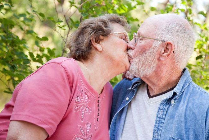 Loving Older Couple Outdoors