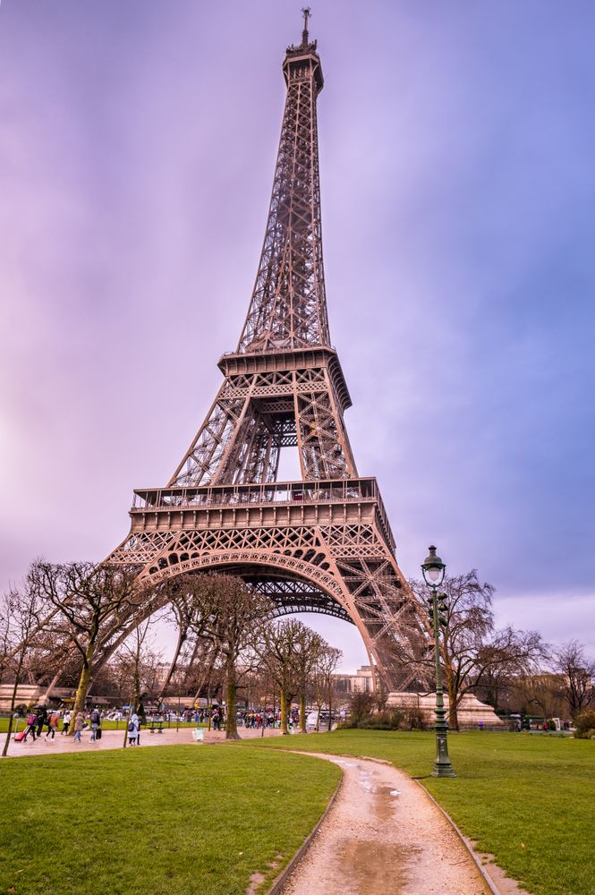 Eiffel Tower and an alley leading to it