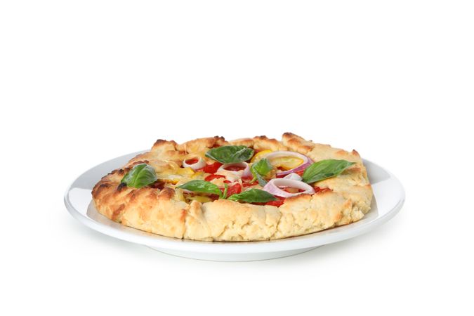 Concept of tasty food, Vegetable galette, isolated on light background