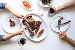 Couple having delicious dinner with wine