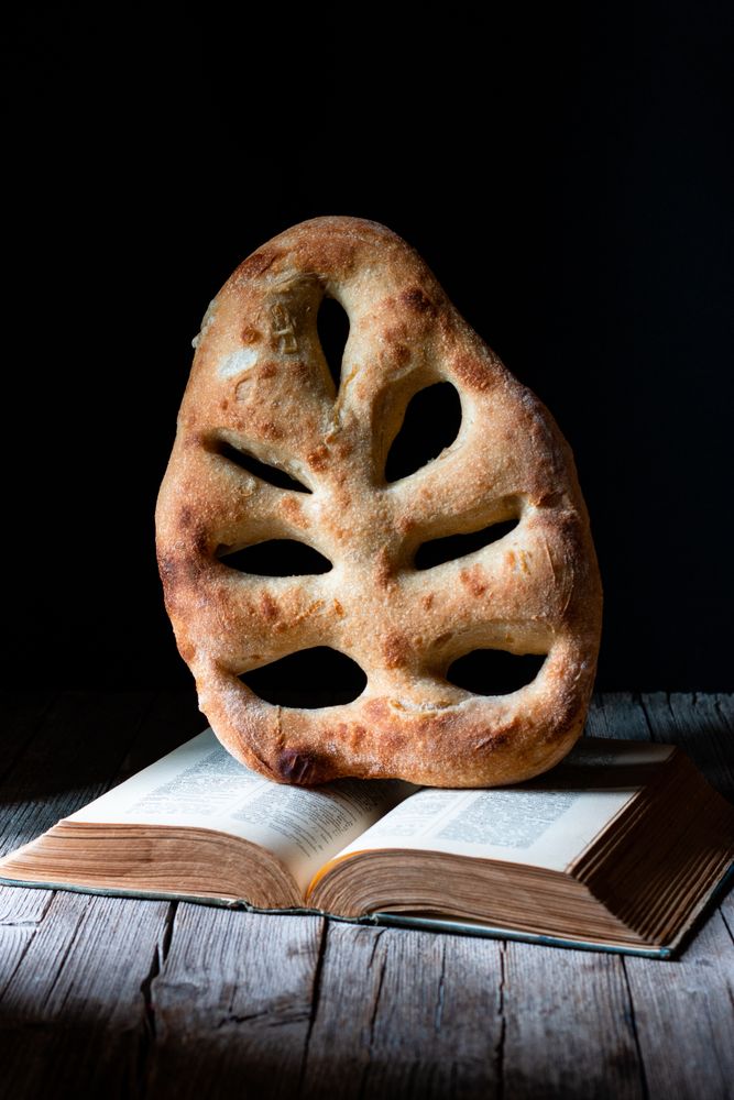 Fougasse on open recipe book