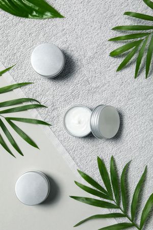 Concept of skin care, cream cosmetic, top view