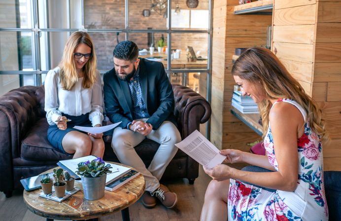 Businesspeople having an informal work meeting