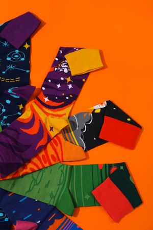 Concept of clothes for legs - socks, top view