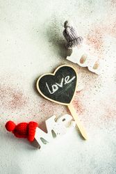 Valentine's day concept of "Me" & "You" blocks with woolen hats