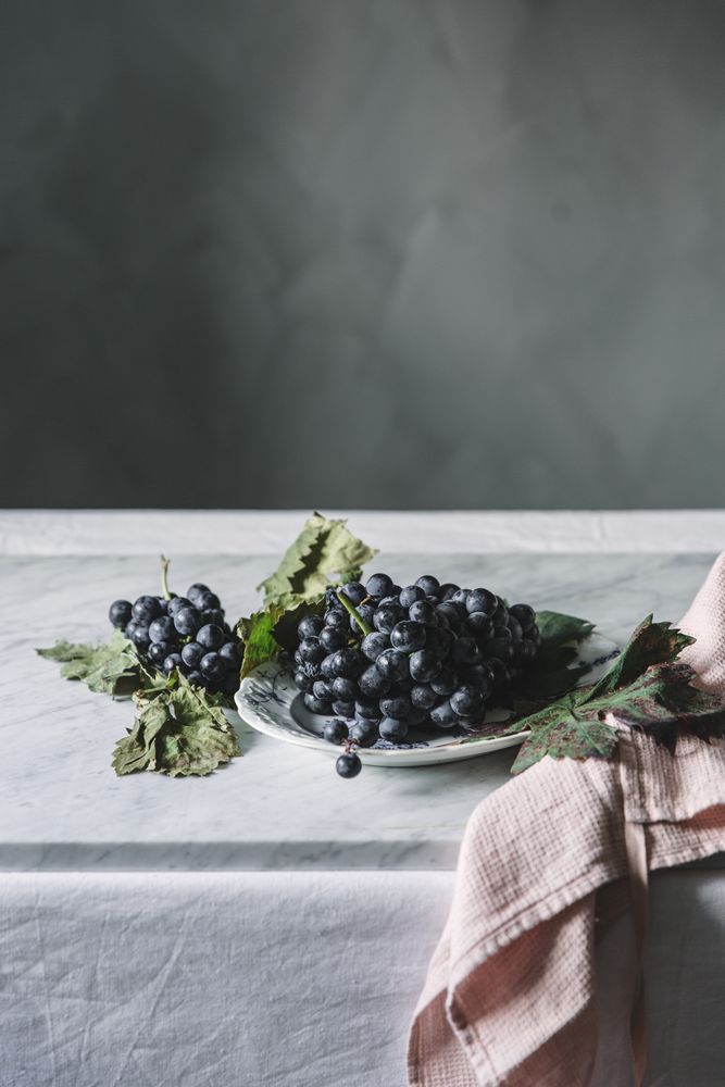 Bunch of grapes on plate