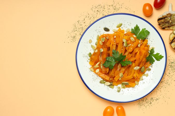Concept of tasty homemade dish - baked pumpkin
