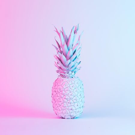 Pineapple in vibrant bold gradient holographic neon  colors