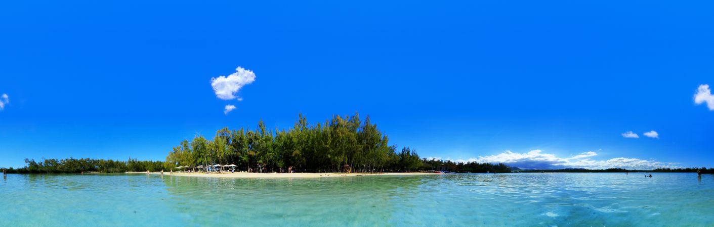 Wie shot of a tropical island in Mauritius