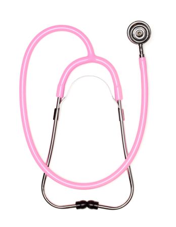 Pink Pediatric Stethoscope on Blank Background
