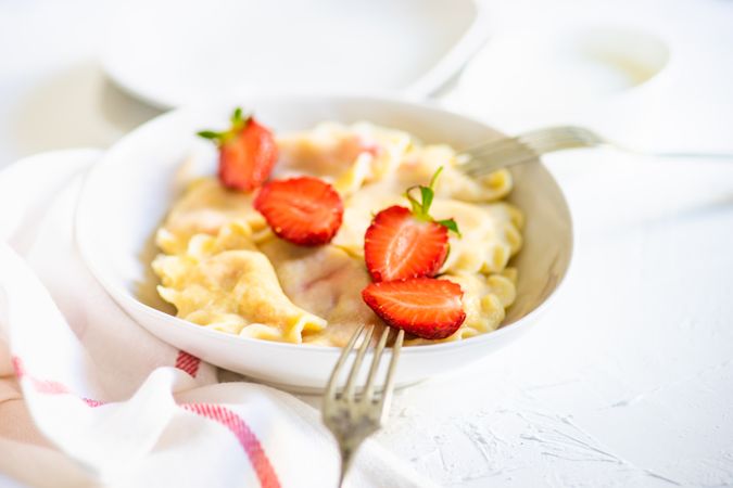 Bowl of Ukrainian dessert dumplings