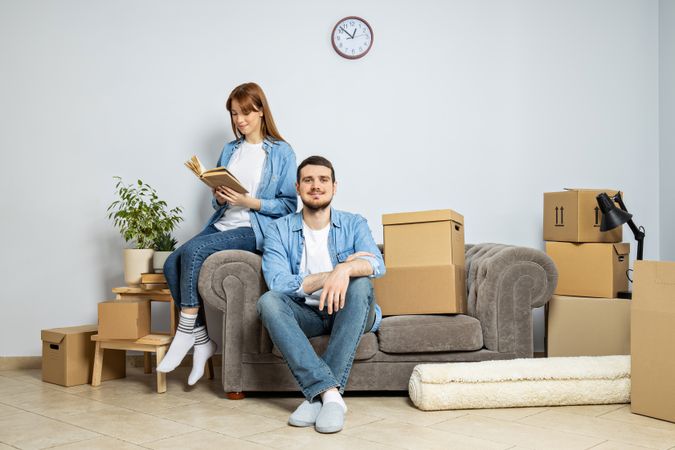 Concept of move with a happy young couple