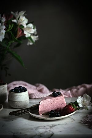 Strawberry tart on table