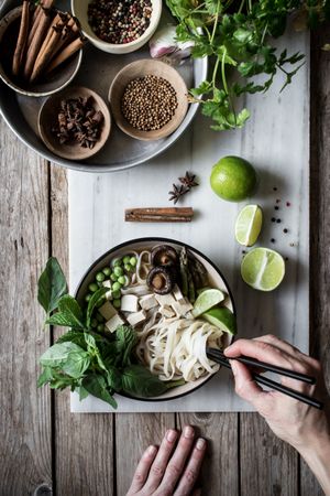Spices and fresh vegetables for cooking