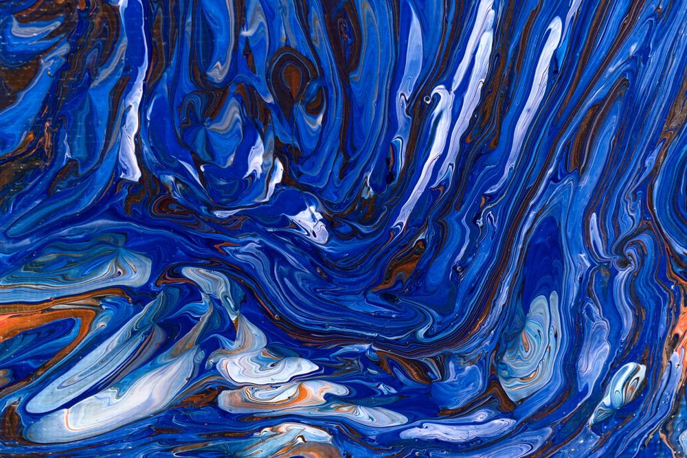 Blue Fluid Art, Abstract Acrylic