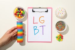 LGBT parade concept, word on light background.