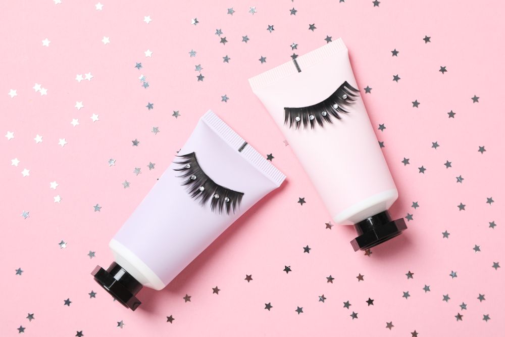 False eyelashes, concept of different makeup accessories