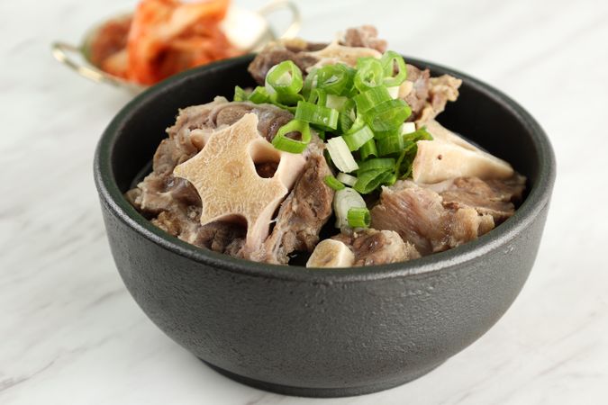 Close Up Korean Oxtail Soup or Kkori Gomtang