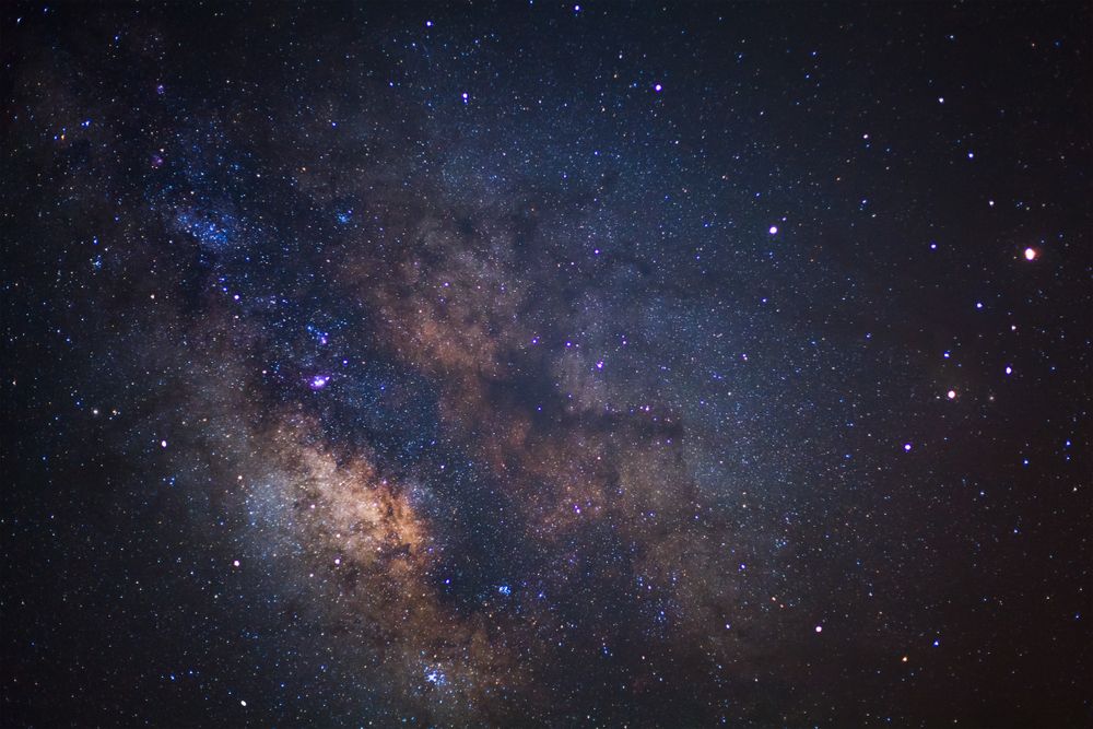 The center of milky way galaxy and space dust in the universe, Night starry sky with stars