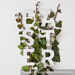 Green vine leaves with “EASTER” text 4AR2Rb