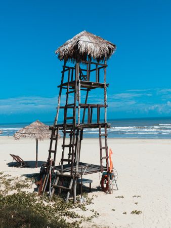 Lifeguard tower near shore
