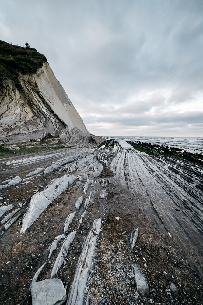 Landscape of rough stone shore