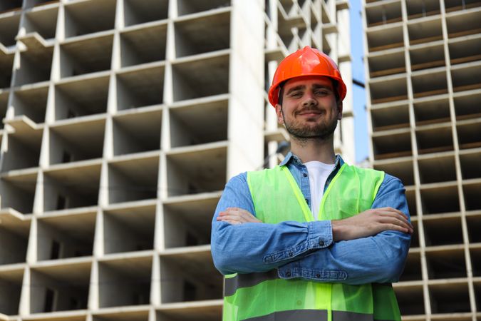 Young man civil engineer in safety hat