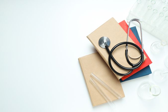 Medical literature - composition with books, space for text