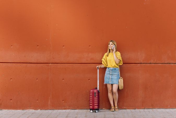 Tourist talking on phone