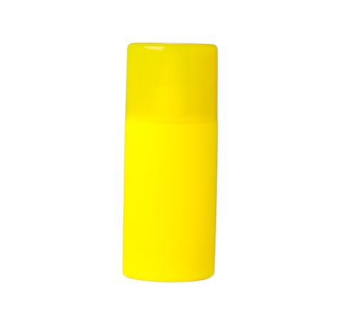 Sunscreen spray isolated on studio background. Summer vacation accessories