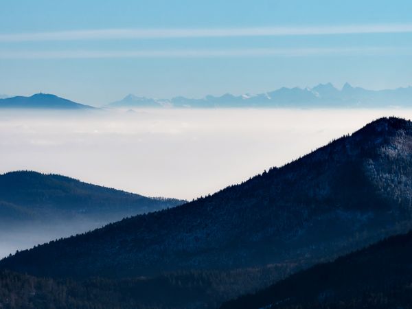 Vosges mountains and the Alps in the distance. France