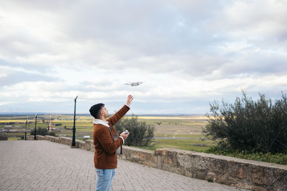 Drone Pilot Catching Drone