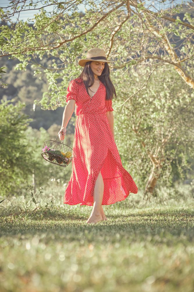 Young woman on stroll in forest