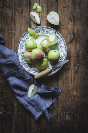 Juicy pears on plate