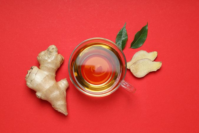 Cold treatment, healthcare concept - tea with ginger