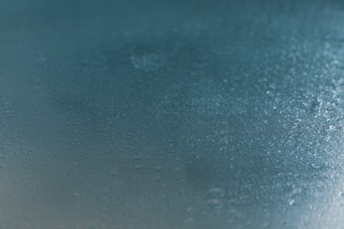 Metallic blue table with moisture