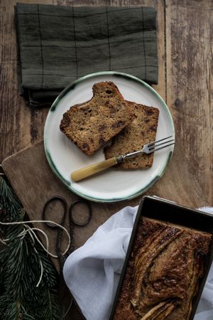 Healthy banana bread on cutting board