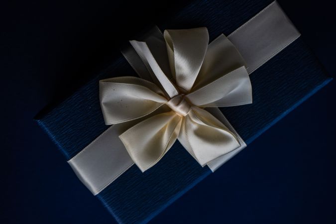 Top view of blue giftbox