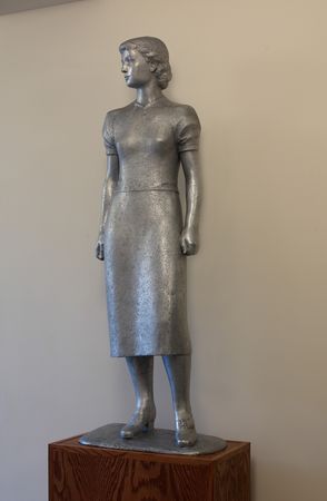 Silver statue of woman, Pennsylvania